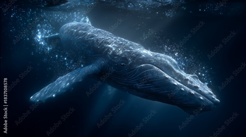 Fototapeta premium Sperm whales in the deep sea