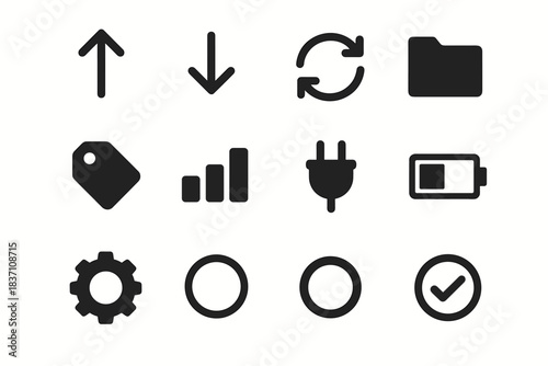 Up arrow vector folder line data icons transfer chart battery down icon
