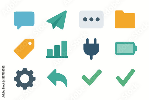 Plug chat tag dots messaging icons chart icon minimal folder box vector