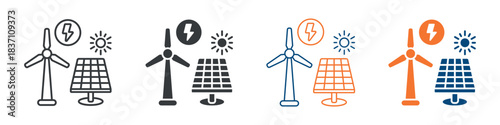energy independence Icon Set Multiple Style Collection