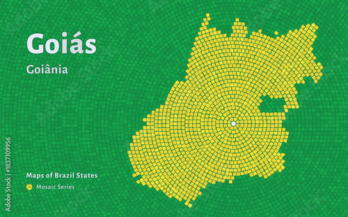 Goiás Map in Mosaic Pattern with Capital Goiânia