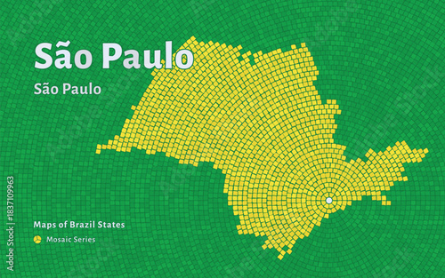 São Paulo Map in Mosaic Pattern with Capital São Paulo
