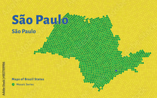 São Paulo Map in Mosaic Pattern with Capital São Paulo