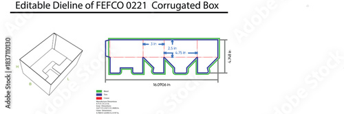 Corrugated Box Dieline FEFCO 0221 with Dimensions