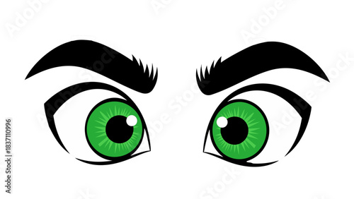 Close Up Of Wide Open Green Eyes With Black Background And White Sclera Focused Looking Directly Ahead