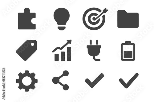 Plug minimal bulb single gear connection fitting node vector icon icons goal