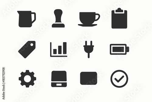 Milk plug icons icon chart tools jug barista vector folder cup checkmark
