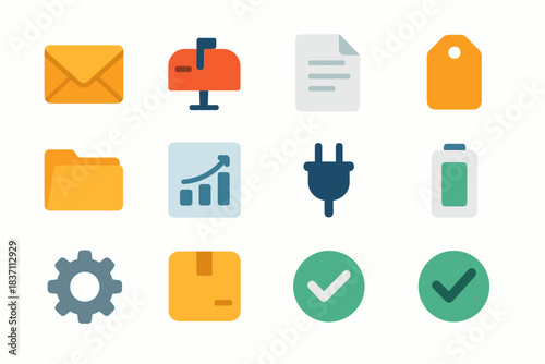 Envelope paper chart mail post battery icon delivery vector box checkmark parcel