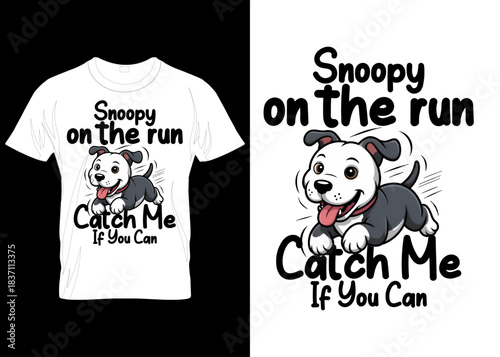 creative, snoopy, on-the-run cute-faced custom dog vector hoodies, mugs, cloths, and abstract typography t-shirt design template