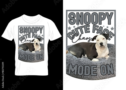 creative, snoopy, cute-faced custom dog vector hoodies, mugs, cloths, and abstract typography t-shirt design template