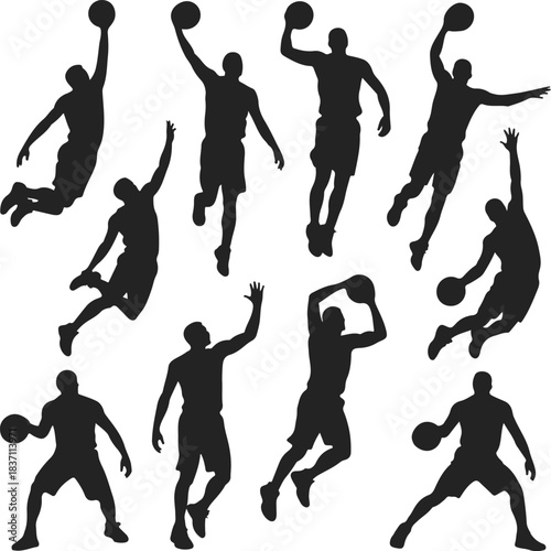 Basketball Player Silhouettes in Action