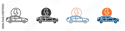 Electric Vehicle Icon Set Multiple Style Collection