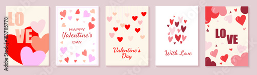 Beautiful Valentine's Day cards. Trendy minimalist vector posters with romantic designs, beautiful hearts for Valentine's Day parties, banners, postcards, advertising, branding, covers, and sales.
