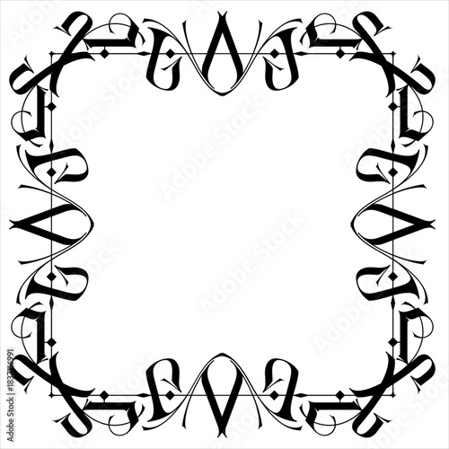 Vintage decorative vector frame in Gothic style - elegant black vector frame on white background, SVG,  middle ages, hallowen, This elegant vintage ornamental frame features a sophisticated black bo