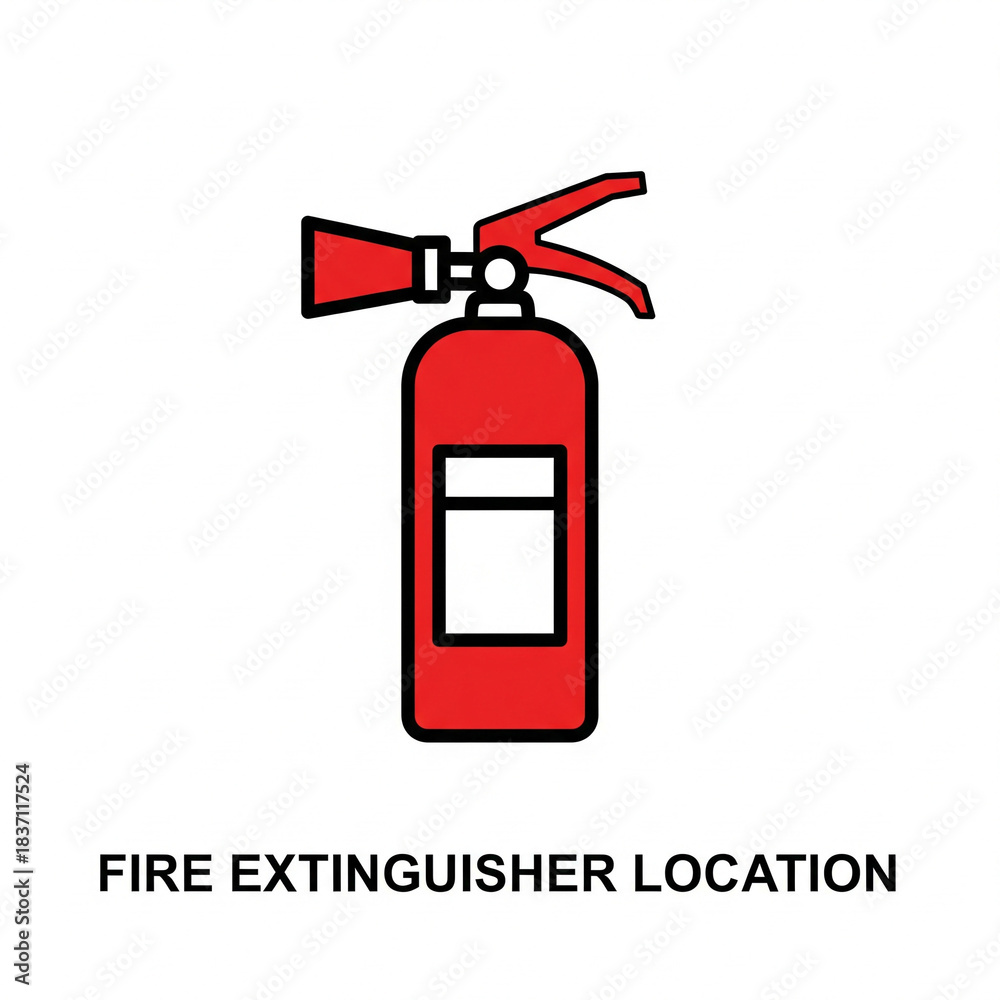 Obraz premium Red Fire Extinguisher Symbol for Fire Safety and Emergency Preparedness Signage
