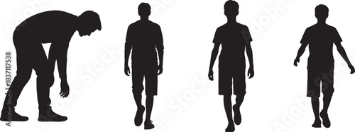 Silhouette of People Walking and Standing