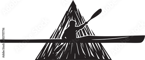 Kayaker in Triangle Abstract vector illustration