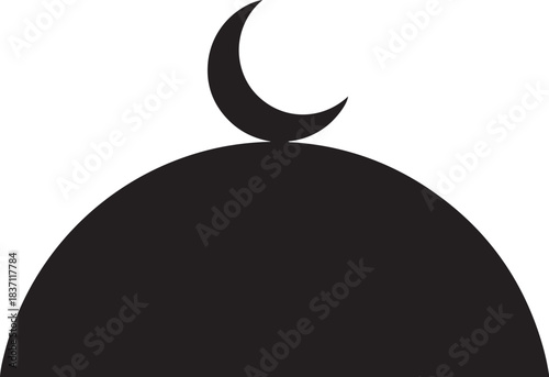 Mosque Dome With Crescent Moon Silhouette islam religion