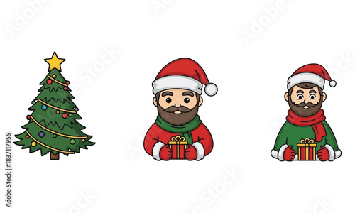 santa claus and christmas tree