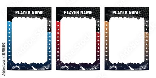 hockey Sport player trading card frame border template design for personnal information and picture