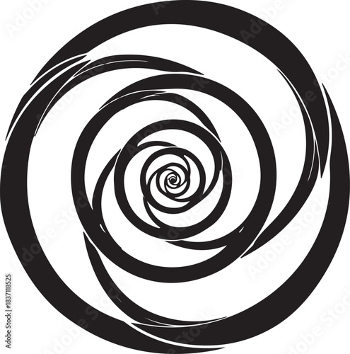 Black and white abstract spiral pattern swirl vortex