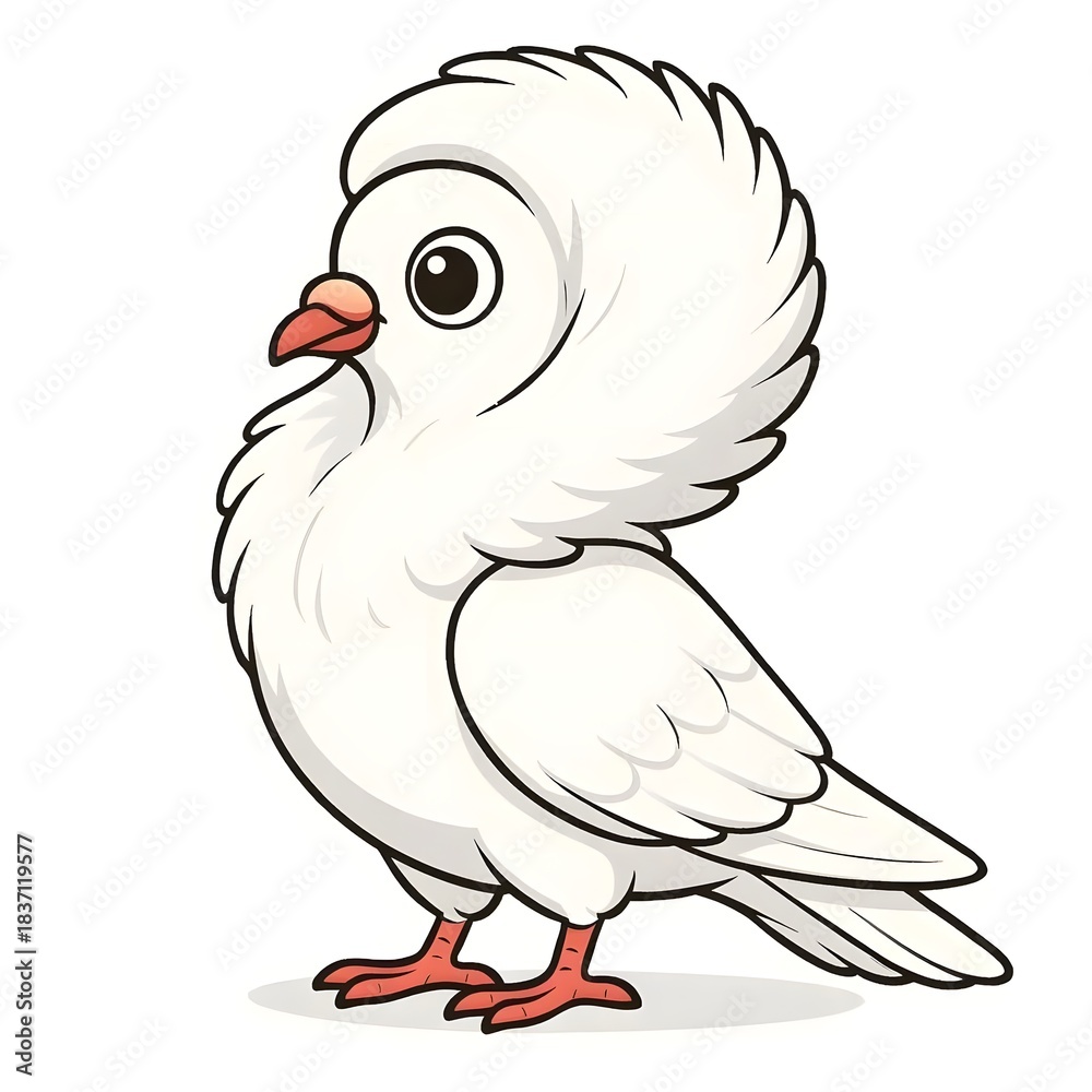 Obraz premium 자코뱅비둘기, 좌측면, 애니메이션 아트, jpeg (Jacobin, left side view, animation art, jpeg)