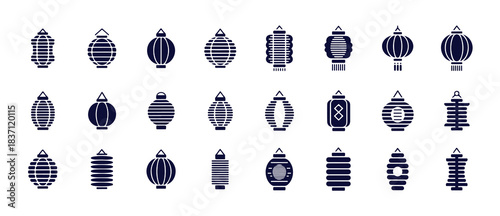Chinese lantern vector icons set isolated on white background, traditional asia decoration