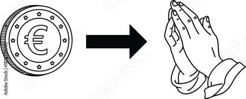 Euro coin, financial prayer concept, money and faith, symbolic illustration, currency and spirituality, economic hope, euro symbol, belief, finance