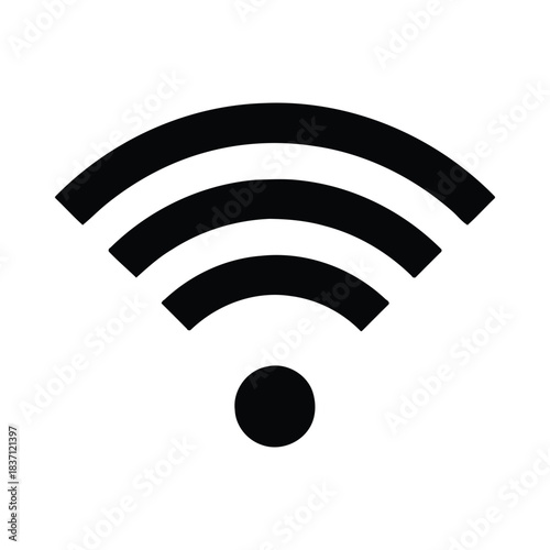 Black Silhouette of Wi Fi Signal Icon on White Background wifi wireless