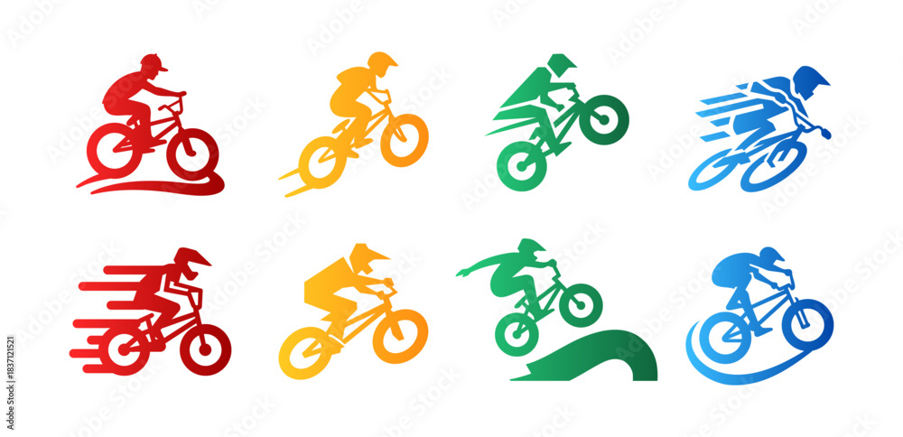 Fototapeta premium 8 BMX Logo Set Freestyle Bike Street Sport Emblem Collection