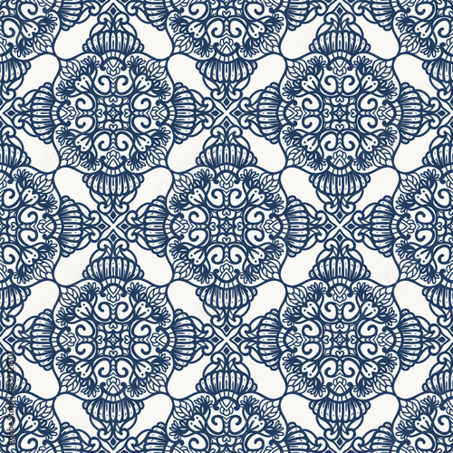 vintage seamless pattern inspired by art nouveau floral motifs, featuring elegant botanical with ornate lines and symmetry, perfect for textile, wallpaper, packaging, fabric, and stationery design