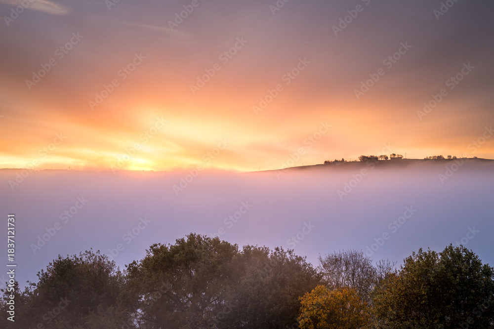 Fototapeta premium Morning dawn sky with cloud inversion