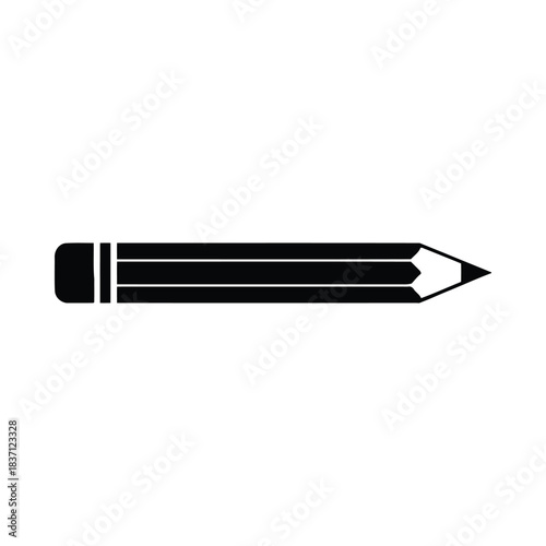 Black Silhouette of a Sharpened Pencil on White Background writing drawing