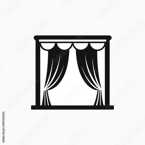 curtains drapes vector icon silhoutte templa