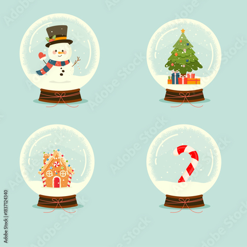 Set of Christmas Snowglobes