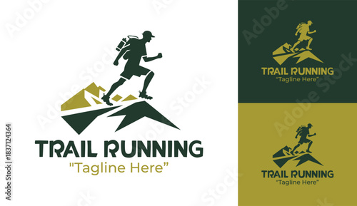 Trail Running Logo Dynamic Mountain Path Identity