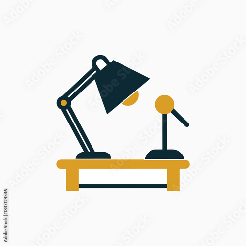 desk lamp and desk vector icon silhoutte template