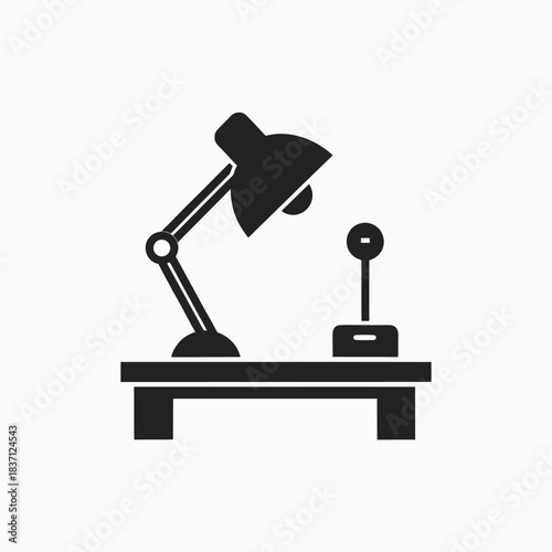 desk lamp and desk vector icon silhoutte template