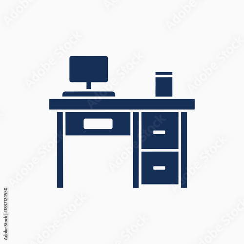 desk office vector icon silhoutte templat