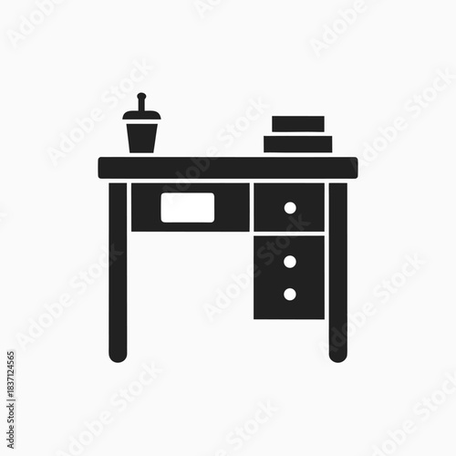 desk office vector icon silhoutte templat