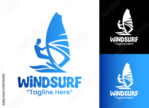Windsurf Logo Energetic Coastal Wave Emblem