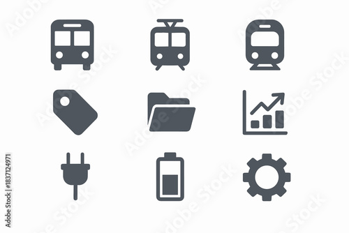 Folder transport checkmark tag public stop bus gear icons tram sign icon