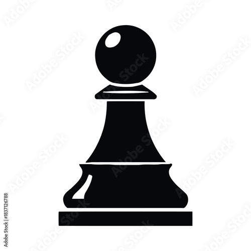 Black Silhouette of a Chess Pawn Piece on a White Background game strategy