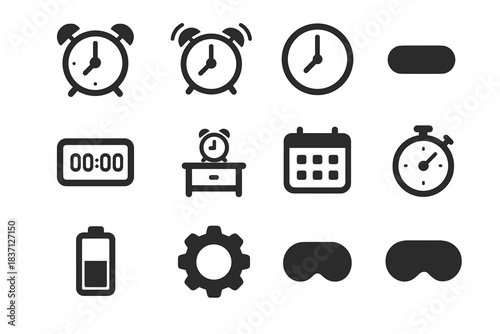 Alarm vector minute battery hand minimal stopwatch clock calendar icon bell
