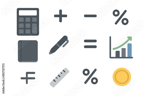 Calculator icon sign minus minimalist vector equal plus icons buttons pen percentage