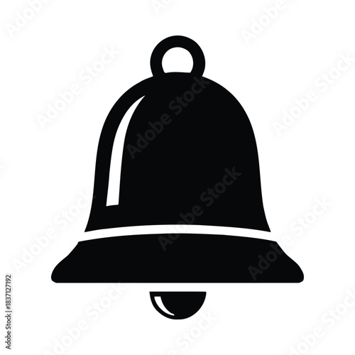 Black silhouette of a bell with a clapper on a white background icon symbol