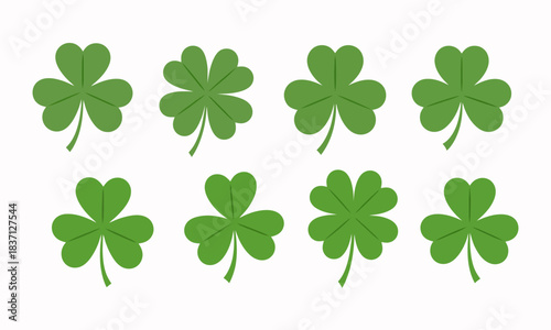 Green Clover Leaves Collection A Symbol of Luck and St