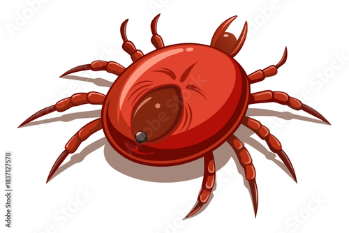 High-quality illustration of a tick insect with realistic detail and color. This vector graphic shows the tick’s body structure, legs, and texture, perfect for educational, scientific, and medical pur