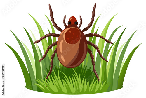 High-quality illustration of a tick insect with realistic detail and color. This vector graphic shows the tick’s body structure, legs, and texture, perfect for educational, scientific, and medical pur