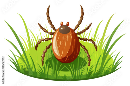 High-quality illustration of a tick insect with realistic detail and color. This vector graphic shows the tick’s body structure, legs, and texture, perfect for educational, scientific, and medical pur
